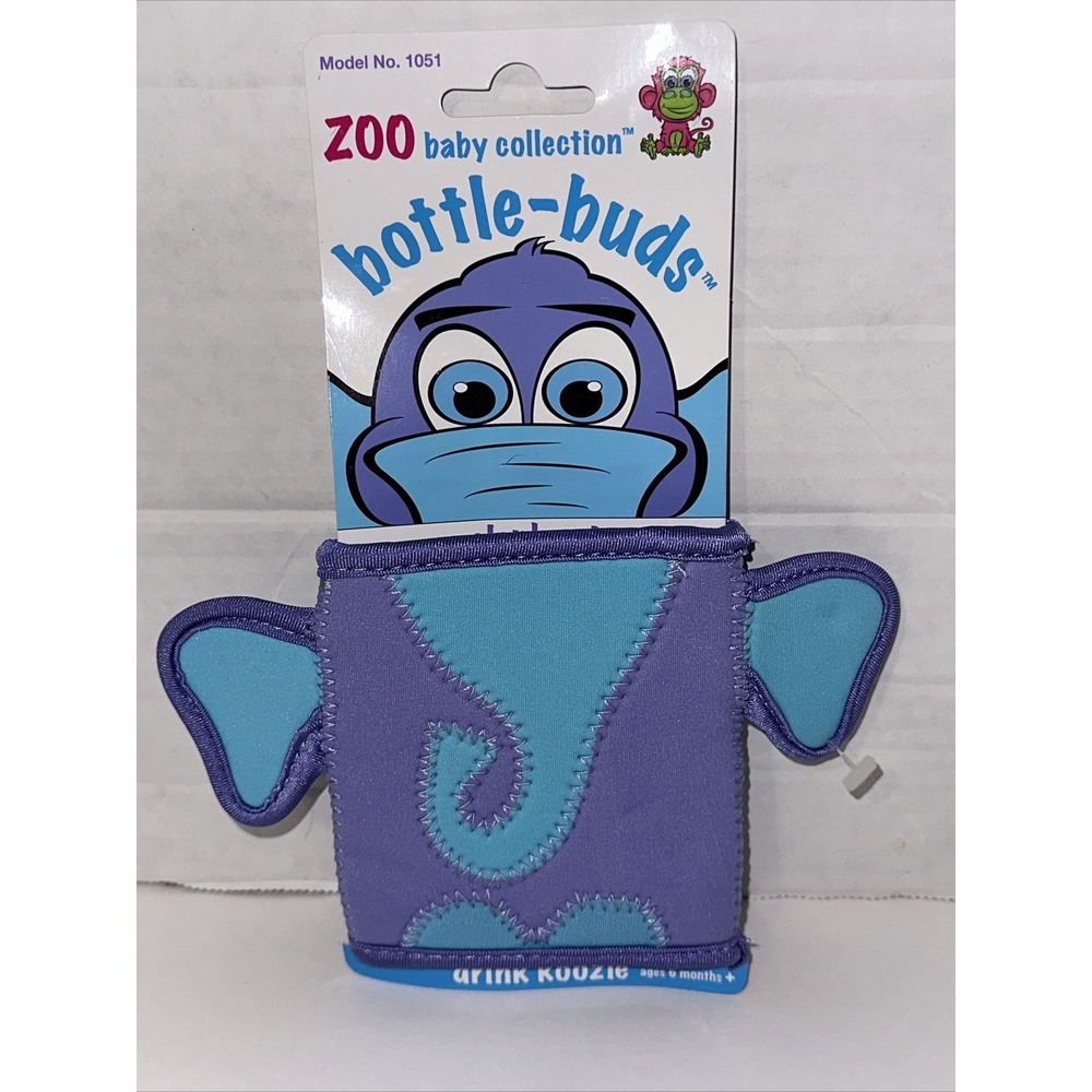 KidKusion Bottle-Bud Koozie Elephant Zoo Baby Collection Neoprene Beverage Hold - Picture 2 of 16